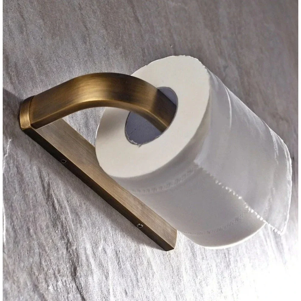 Paper Holder or hand towel  and bath towel wall mounted rack bar antique brass.